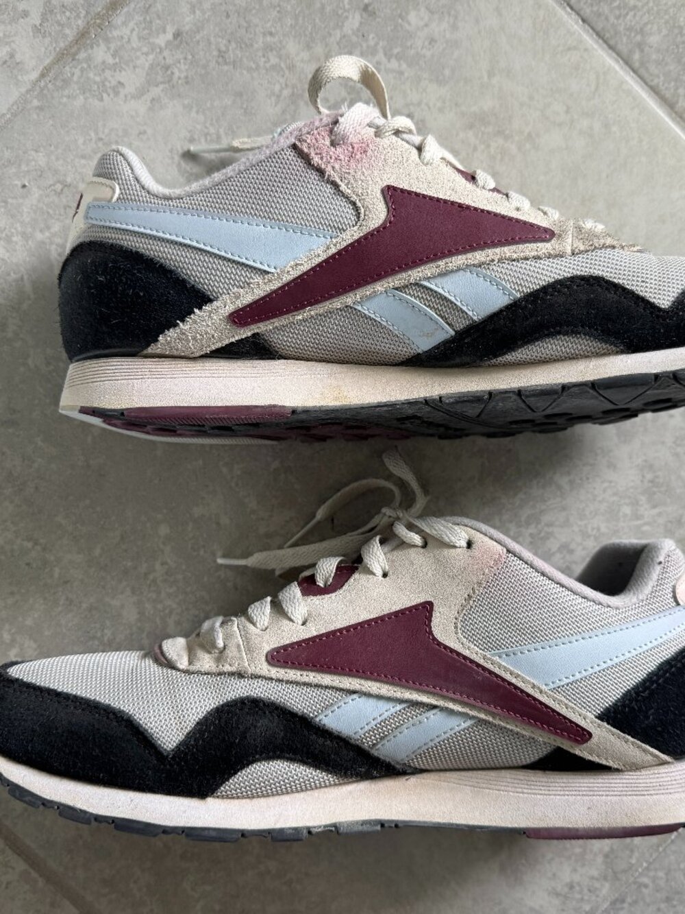 Reebok Classic Nylon Plus Black & Burgundy Shoes - M 10.5 / W 12